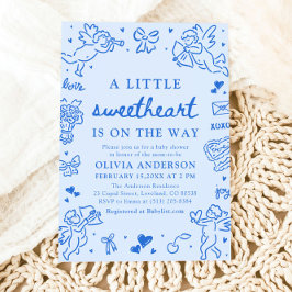 Invitación Hand Drawn Valentine Little Sweetheart Baby Shower