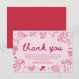 Invitación Hand Drawn Valentine Sweetheart Thank you card