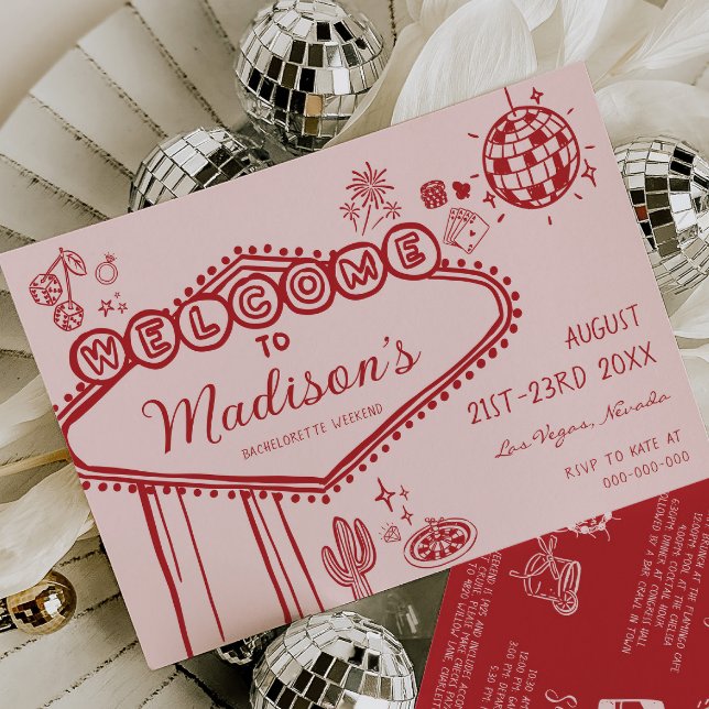 Invitación Hand Drawn Vegas Bachelorette Weekend Itinerary (Subido por el creador)
