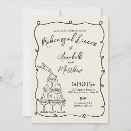 Invitación Hand Drawn Vintage Wedding Rehearsal Dinner