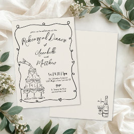 Invitación Hand Drawn Vintage Wedding Rehearsal Dinner