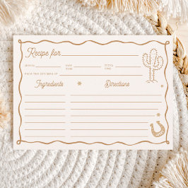 Invitación Hand Drawn Western Bridal Shower Recipe Card