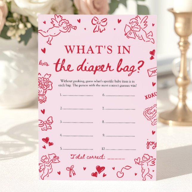 Invitación Hand Drawn What's In The Diaper Bag Baby Shower (Hand Drawn What's In The Diaper Bag Baby Shower Game)