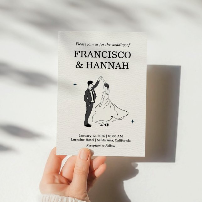 Invitación Hand Drawn Whimsical Couple Wedding (Subido por el creador)