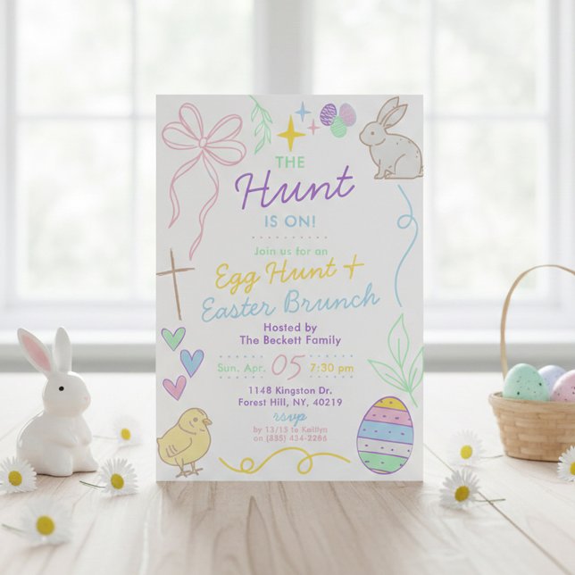 Invitación Hand Drawn Whimsical Doodles Easter Party (Subido por el creador)