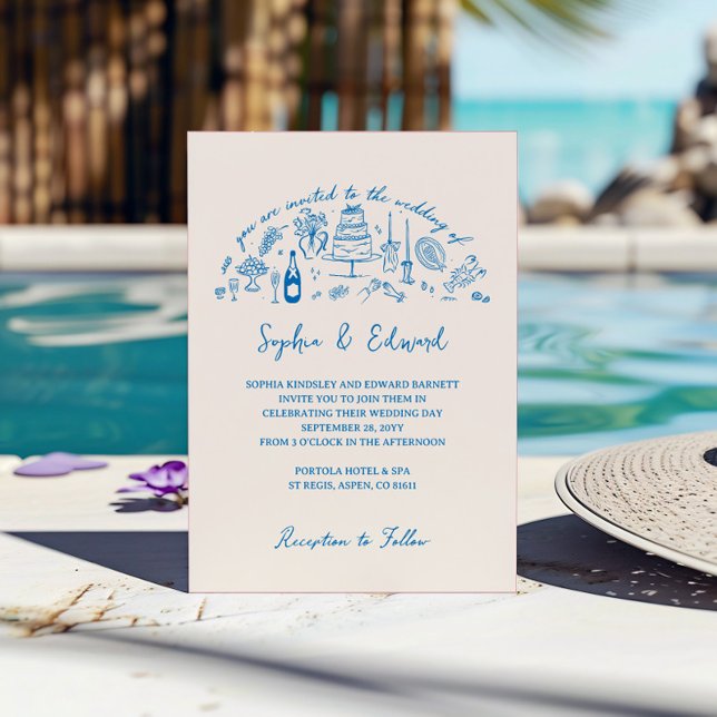 Invitación Hand-drawn whimsical line art wedding style (Subido por el creador)