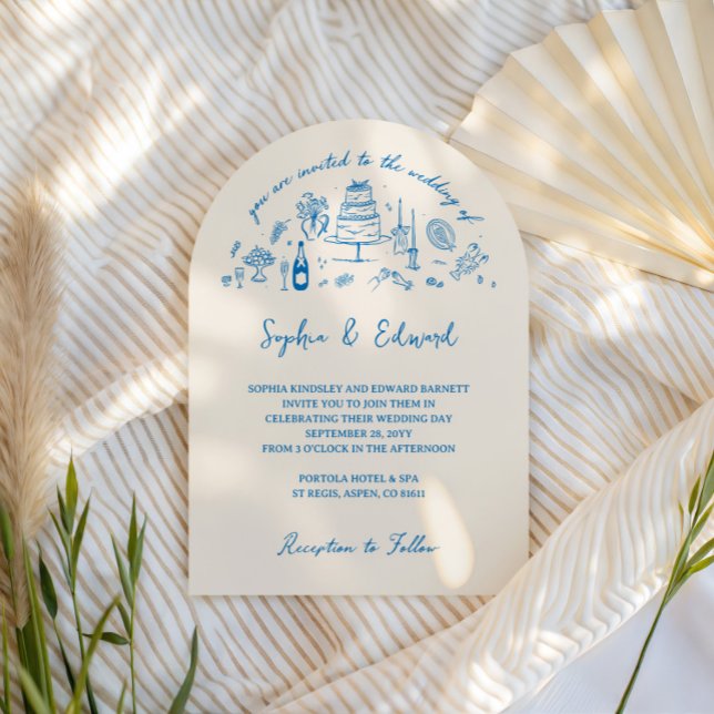 Invitación Hand-drawn whimsical line art wedding style (Subido por el creador)