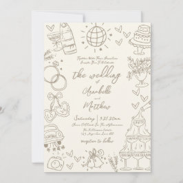 Invitación Hand Drawn Whimsical Vintage Wedding