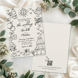 Invitación Hand Drawn Whimsical Vintage Wedding
