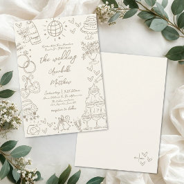 Invitación Hand Drawn Whimsical Vintage Wedding
