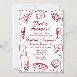Invitación Hand Drawn Wine Red Retro Italian Rehearsal Dinner