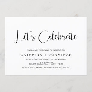 Invitación Hand Lettered, Black Script, Engagement Party