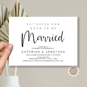 Invitación Hand Lettered, Black Script, Engagement Party