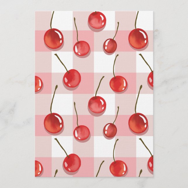 Invitación Hand-Painted Red Cherries Seamless Pattern (Anverso)