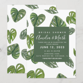 Invitación Hand Watercolor Monstera Adansonii Leaf Bridal