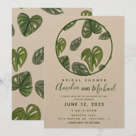 Invitación Hand Watercolor Monstera y Adansonii Leaf Bridal
