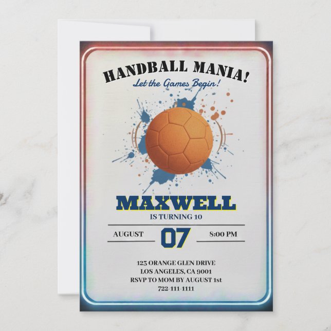 Invitación Handball Mania Birthday Invitation (Anverso)
