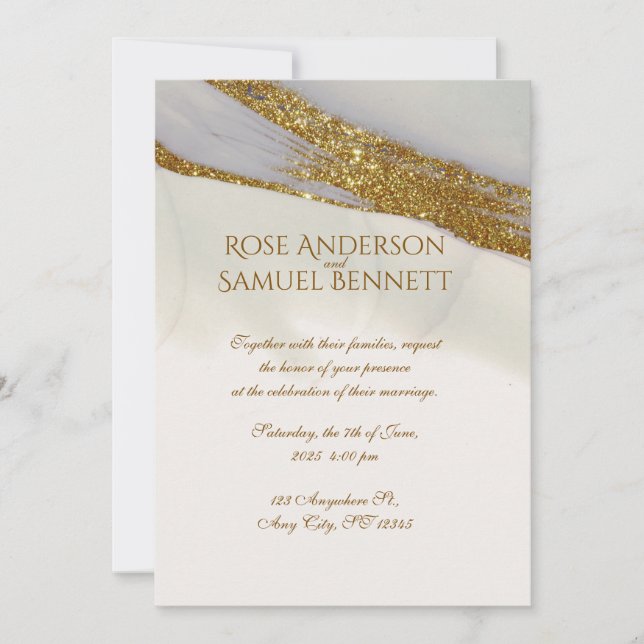 Invitación Handmade Alcohol Ink Glitter Wedding Invitation (Anverso)