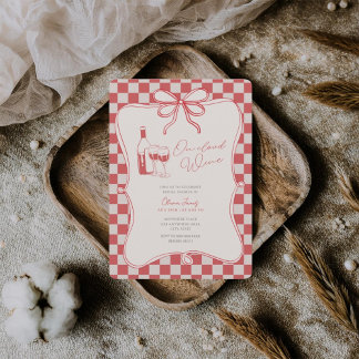 Invitación Handrawn, Bride on cloud wine bridal shower