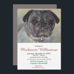 INVITACIÓN HANDSOME PUG DESEA FELIZ CUMPLEAÑOS<br><div class="desc">Este dulce y guapo Pug Puppy le da la bienvenida a una divertida fiesta de cumpleaños para usted y el suyo, ya sea para adultos o niños. Una invitación única para, cumpleaños de cualquier edad! - imagen de la pintura acuarela original de los diseñadores. Toda la invitación se puede personalizar...</div>