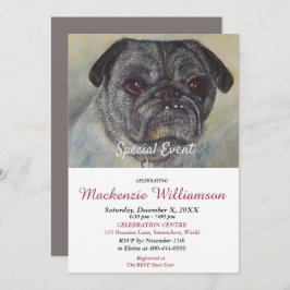 INVITACIÓN HANDSOME PUG DESEA FELIZ CUMPLEAÑOS