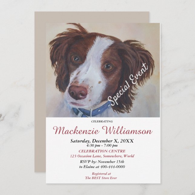 INVITACIÓN HANDSOME SETTER PUPPY DESEA FELIZ CUMPLEAÑOS (Anverso / Reverso)