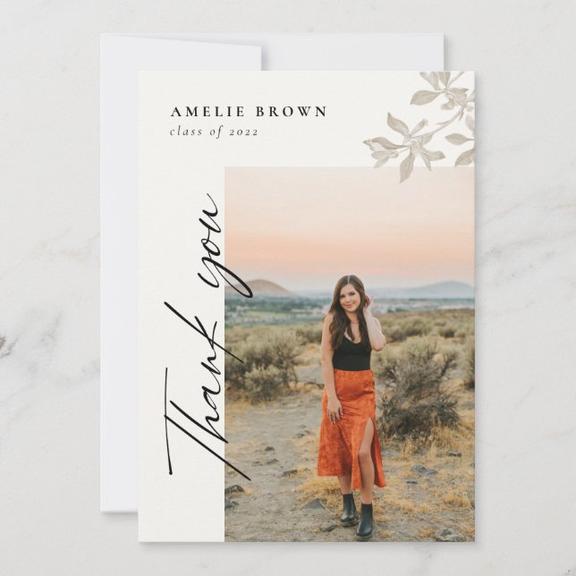 Invitación Handwriting Graduation Thank You Card (Anverso)