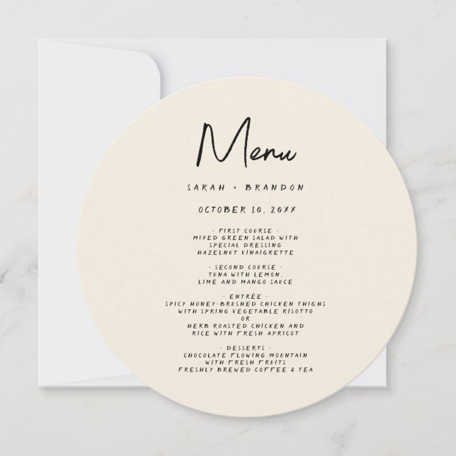 Invitación Handwriting Typography Retro Wedding Menu (Anverso)
