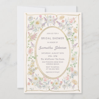 Invitación Handwritten Floral Bridal Shower Invitation