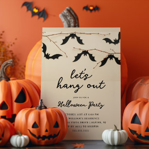 Invitación Hang Bats Halloween Party