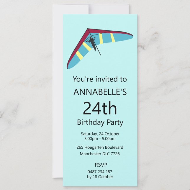 Invitación Hang Gliding (Anverso)