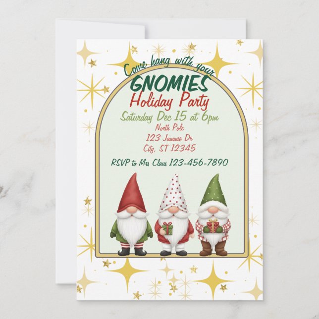 Invitación Hang with your Gnomies Holiday Party Invitation (Anverso)
