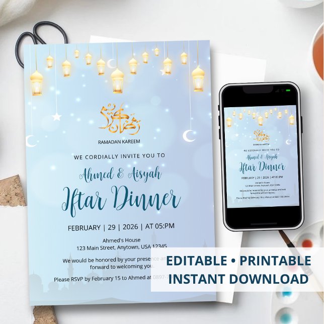 Invitación Hanging Golden Lanterns Ramadan Iftar Invitation (Subido por el creador)