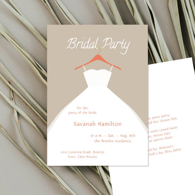 Invitación Hanging Wedding Dress Beige Bridal Party  (Subido por el creador)