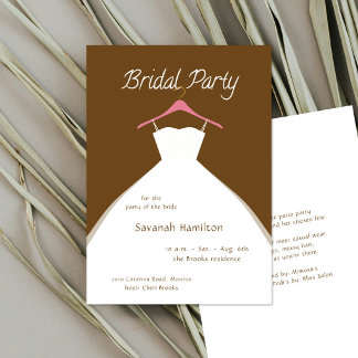 Invitación Hanging Wedding Dress Brown Bridal Party 