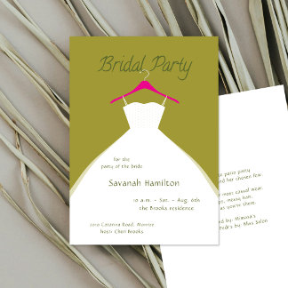 Invitación Hanging Wedding Dress Olive Bridal Party