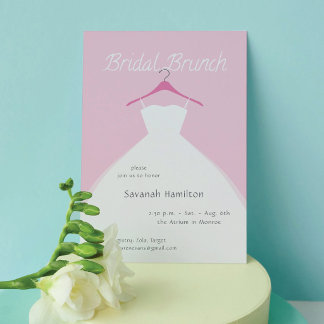 Invitación Hanging Wedding Dress Pink Bridal Brunch