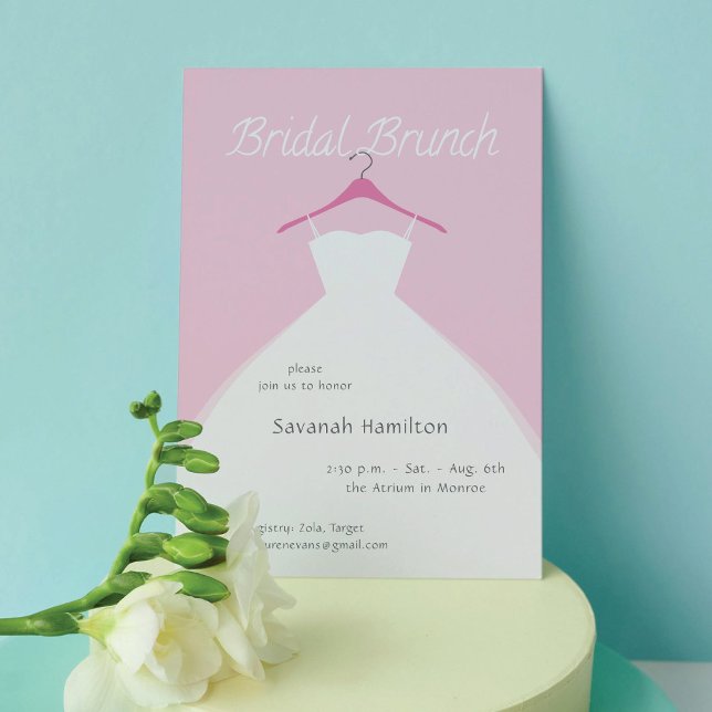 Invitación Hanging Wedding Dress Pink Bridal Brunch (Subido por el creador)