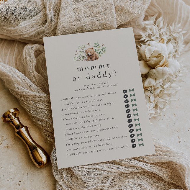 Invitación HANNAH Bear Adivina quién es la mami de Baby Showe (HANNAH Bear Guess Who Mommy Daddy Baby Shower Game Invitation)