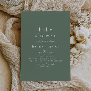 Invitación HANNAH Boho Modern Sage Green Simple Baby Shower