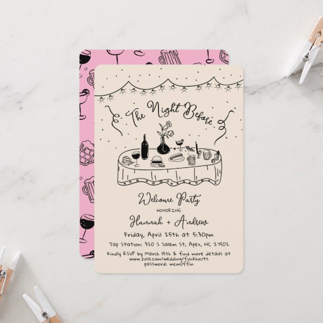 Invitación Hannah es la noche antes de la bienvenida (Anverso/Reverso In Situ)