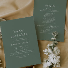 Invitación HANNAH Neutral Green Boho Simple Baby Sprinkle