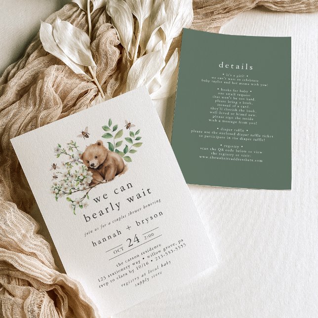 Invitación HANNAH Podemos Esperar A La Ducha De Las Parejas D (HANNAH We Can Bearly Wait Woodland Couples Shower Invitation)