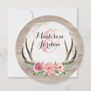 Invitación Hánticos florales Boda Rústico Casual Personalizad