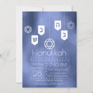 Invitación Hanukkah Dreidels Fiesta