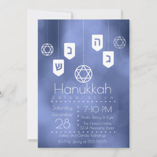 Invitación Hanukkah Dreidels Fiesta