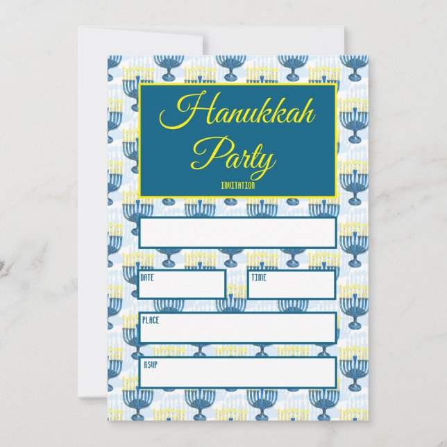 Invitación Hanukkah Fiesta (Anverso)
