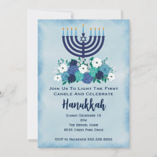 Invitación Hanukkah Fiesta de cena Primera Noche Elegante For