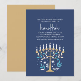 Invitación Hanukkah Fiesta de Fiesta de Amor y Flores Menoral