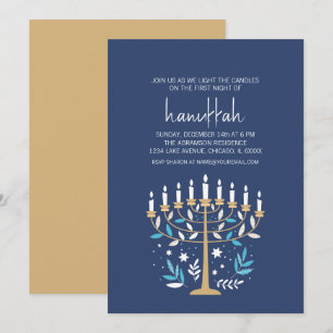 Invitación Hanukkah Fiesta de Fiesta de Amor y Flores Menoral